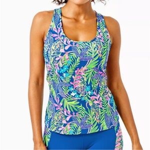 Lilly Pulitzer Mina Bra Tank UPF 50 Blue How You Like Me Prowl Tiger Top Sz S